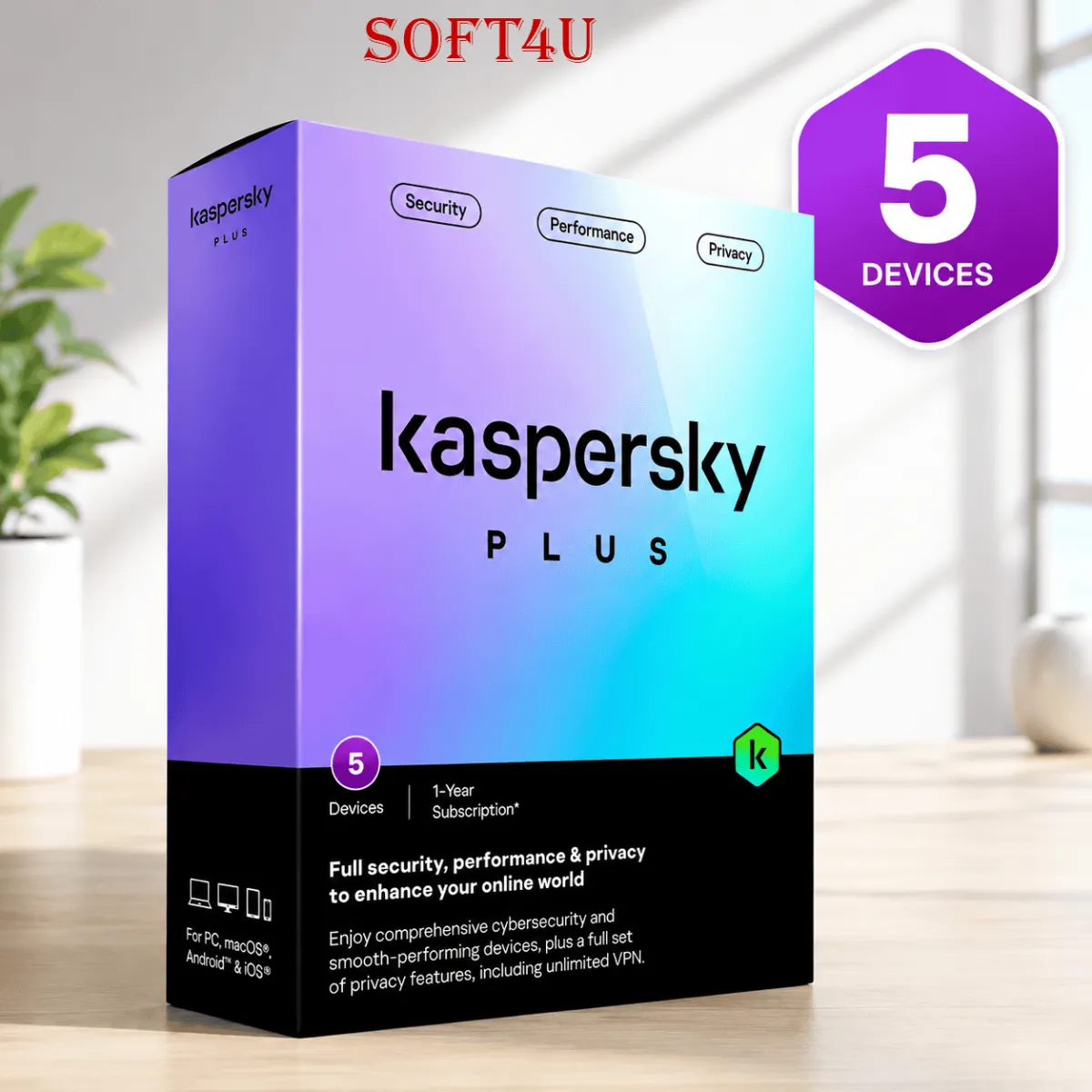 Kaspersky Plus - bảo mật và VPN cho 5 thiết bị Kaspersky Plus phần mềm bảo mật kèm VPN
