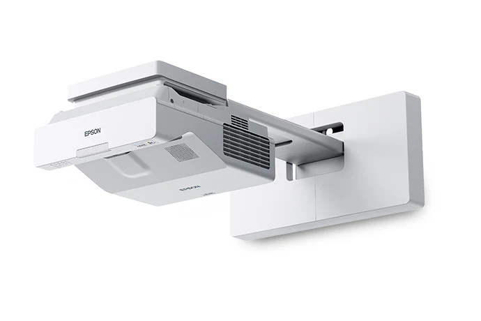 Máy chiếu Epson EB-725Wi góc nghiêng trái - thân máy trắng siêu gần nguồn sáng laser bền bỉ