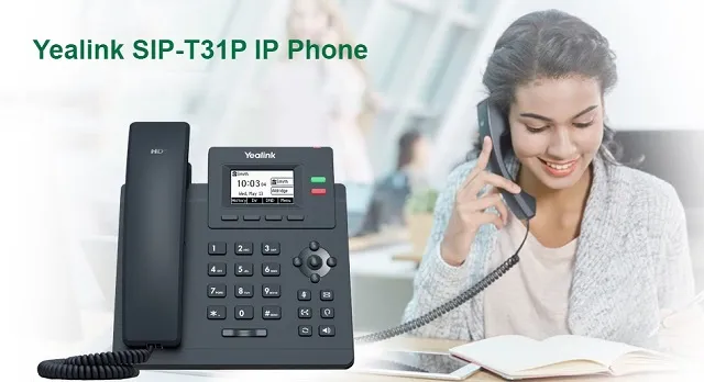 Yealink SIP-T31P - 2 tài khoản SIP, cổng 10/100, RJ9 Yealink SIP-T31P thiết kế và cổng kết nối