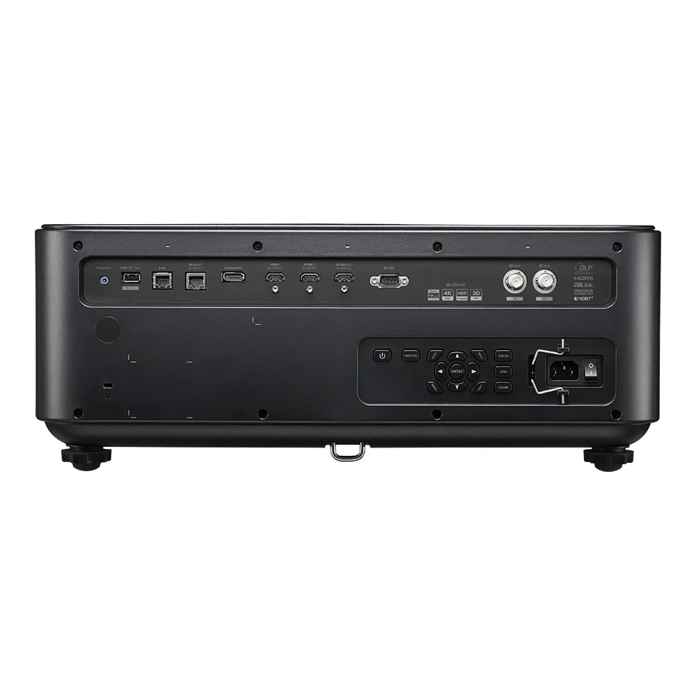 Cụm cổng kết nối phía sau máy chiếu Optoma ProScene ZK1120 Mặt sau máy chiếu Optoma ProScene ZK1120 với cổng HDMI, DisplayPort, LAN