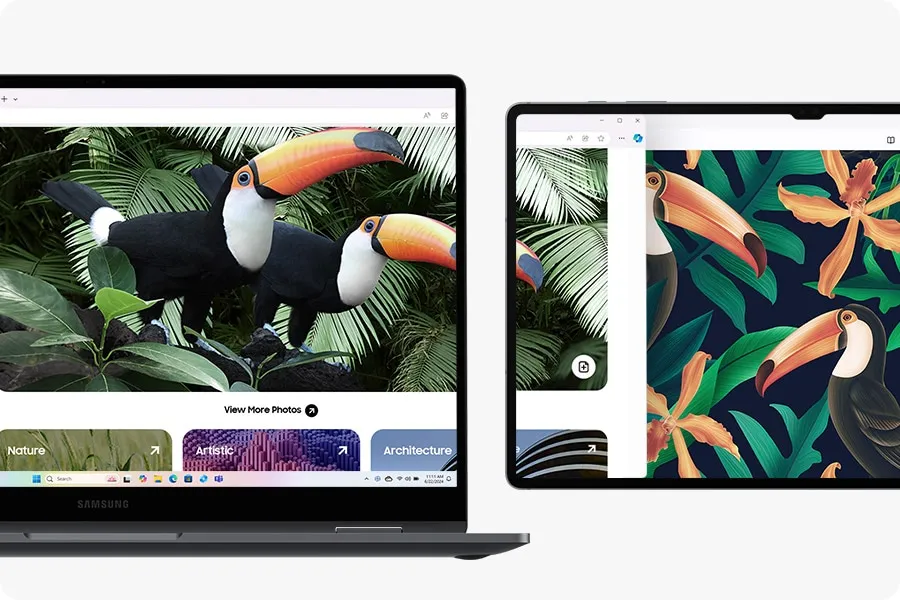 Galaxy Book5 360 - màn AMOLED xoay 360 độ kèm S Pen Màn hình AMOLED cảm ứng Samsung Galaxy Book5 360 15.6 inch xoay 360 độ