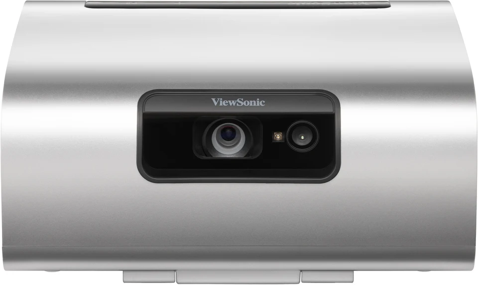 Máy chiếu ViewSonic M10 di động RGB Laser Full HD - mặt trước ống kính kép và cảm biến lấy nét