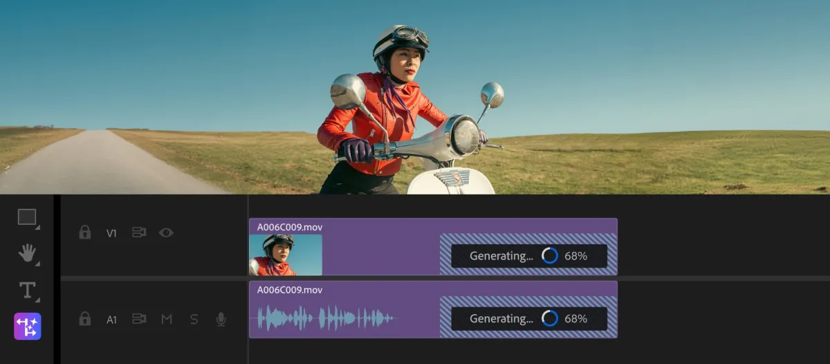Adobe Premiere Pro 2025 với công cụ AI Generative Extend Giao diện Adobe Premiere Pro 2025 dựng video 4K