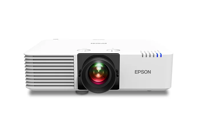 Máy chiếu Epson EB-L570U nhìn thẳng - ống kính lớn 3LCD laser WUXGA, núm lens shift trên thân