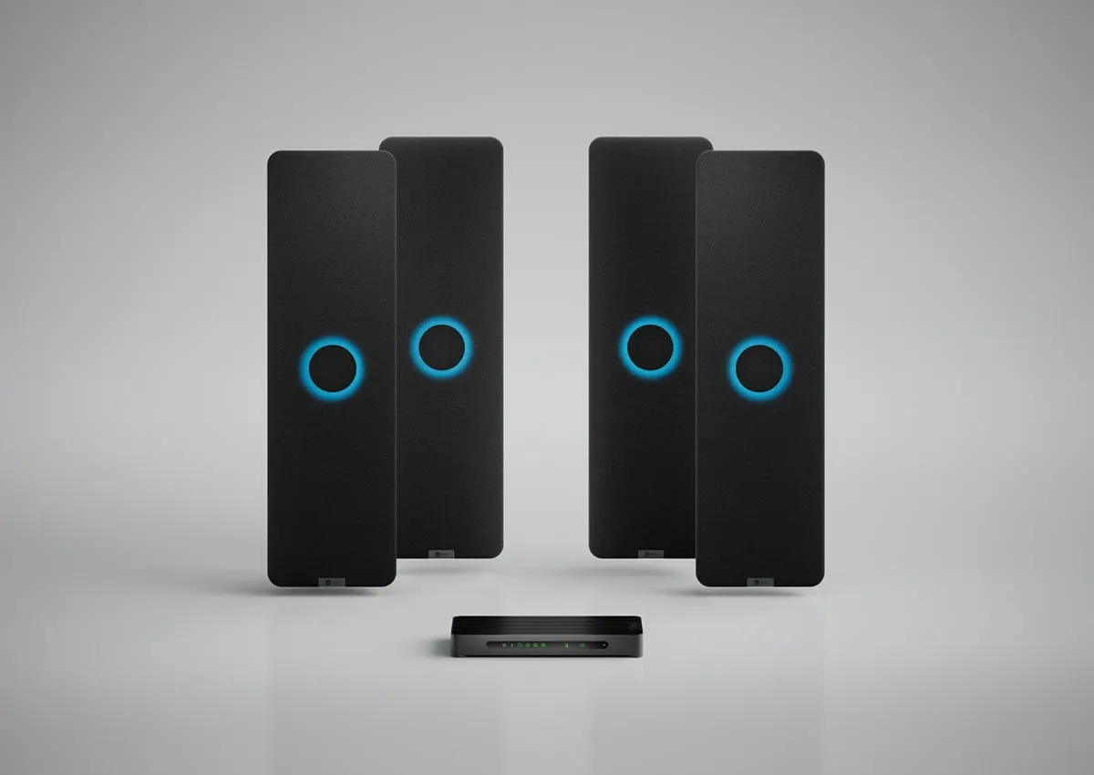 Cấu hình Nureva HDX 4 bar cho phòng họp và đào tạo lớn Cấu hình Nureva HDX 4 audio bar màu đen gắn tường phòng lớn
