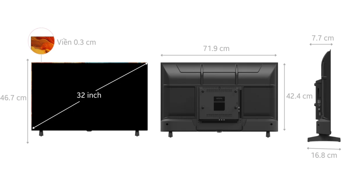 Tivi Aqua AQT32K85FX âm thanh Dolby Audio, kết nối Bluetooth 5.1