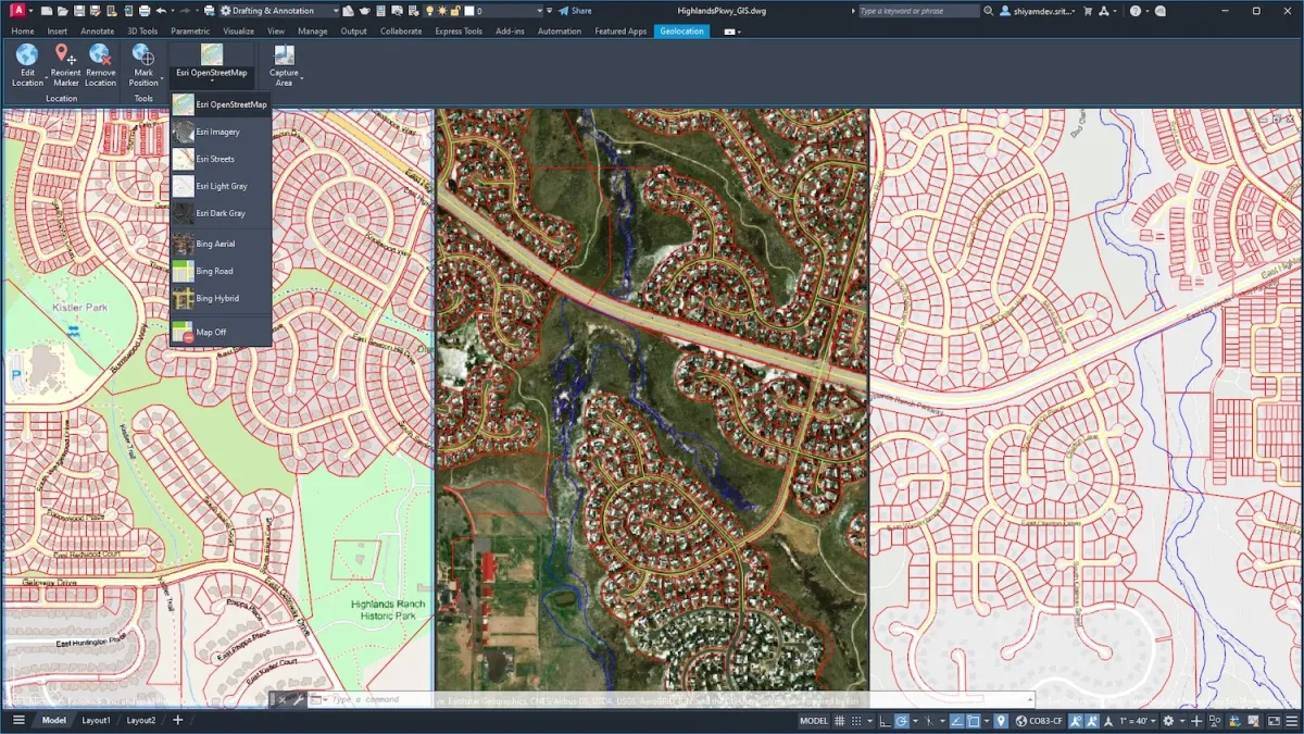 Bản đồ nền Esri ArcGIS trong AutoCAD 2025 AutoCAD 2025 tích hợp bản đồ nền Esri ArcGIS định vị bản vẽ kỹ thuật