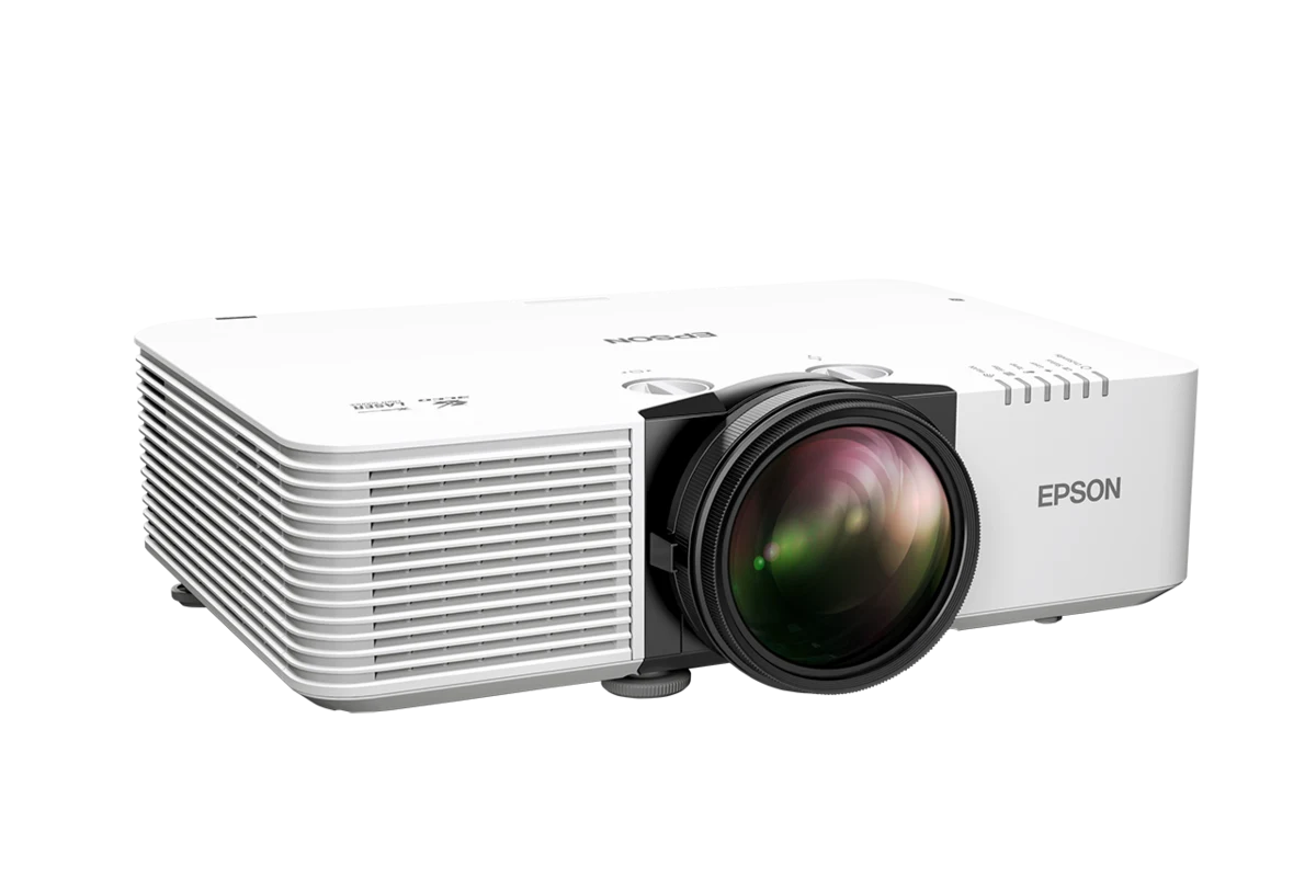 Máy chiếu Laser Epson EB-L690E góc nghiêng phải - thân máy trắng cho hội trường giảng đường