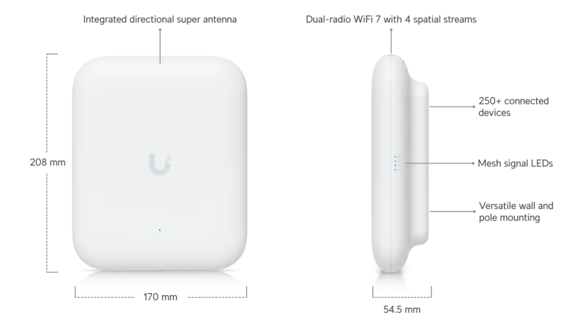UniFi U7 Outdoor - access point WiFi 7 chống nước IPX6 UniFi U7 Outdoor access point WiFi 7 ngoài trời