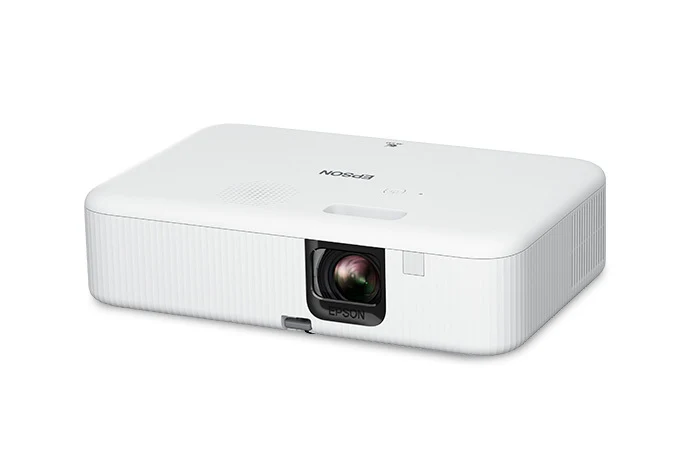Máy chiếu mini Epson CO-FH02 góc nghiêng trái - Full HD Android TV xem Netflix, YouTube