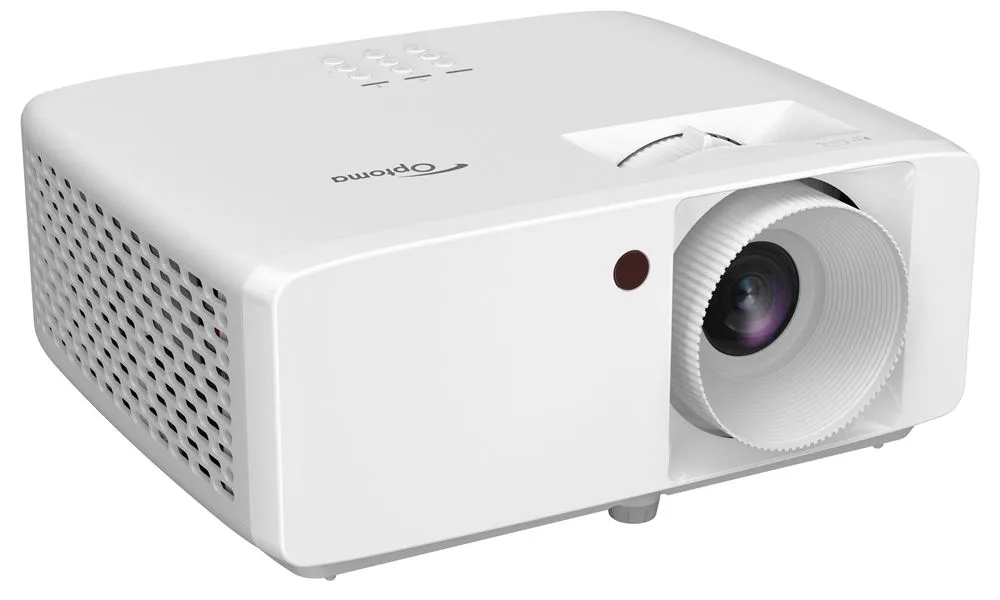 Thiết kế nhỏ gọn của máy chiếu Optoma ZX350e Máy chiếu Optoma ZX350e góc nghiêng trái lộ khe tản nhiệt và ống kính