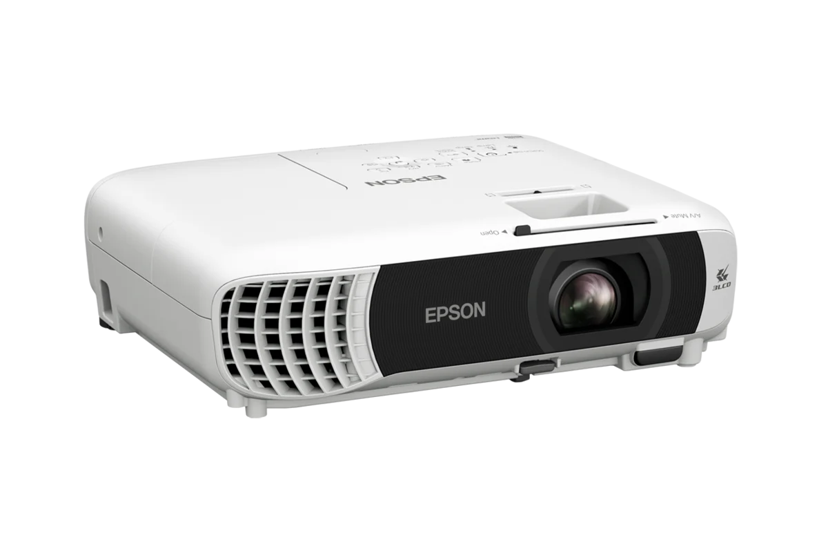 Máy chiếu Epson EB-W55 góc nghiêng - khoang ống kính + bộ tản nhiệt