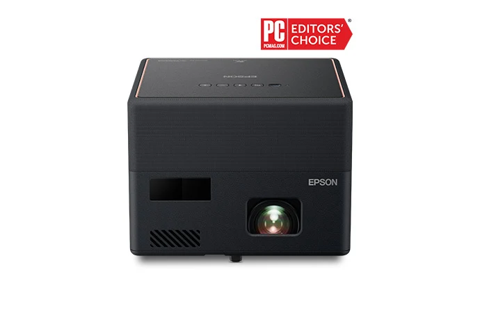 Máy chiếu mini Epson EF-12 Full HD Laser 3LCD chính hãng - mặt trước khối lập phương loa Yamaha