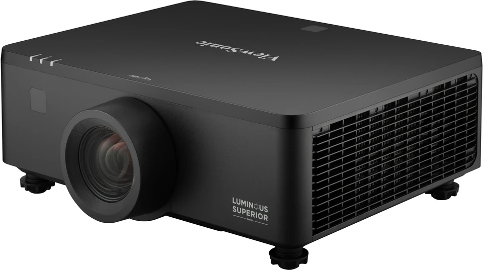 Máy chiếu ViewSonic LS960WU góc nghiêng trái - thân đen, nguồn sáng Phosphor Laser thế hệ 2, độ sáng 8500 lumens sáng nhất dòng ViewSonic