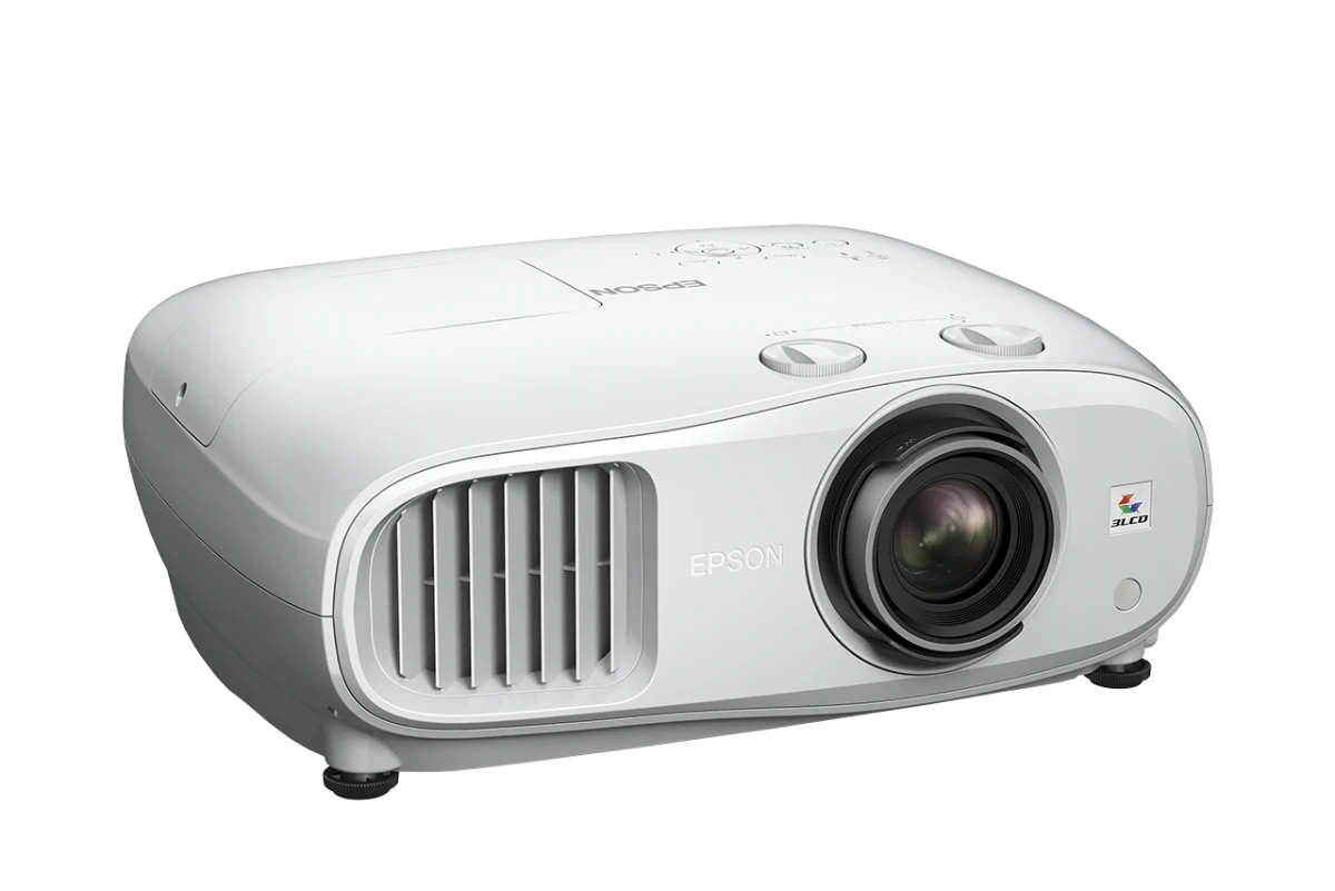 Máy chiếu Epson EH-TW7000 góc nghiêng trái - thân máy trắng bo tròn cho rạp phim tại gia