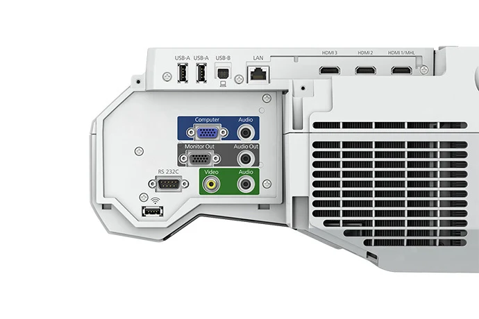 Cổng kết nối Epson EB-700U - 3 HDMI, VGA, Monitor Out, Composite Video, RS-232C, LAN, USB-A x2, USB-B
