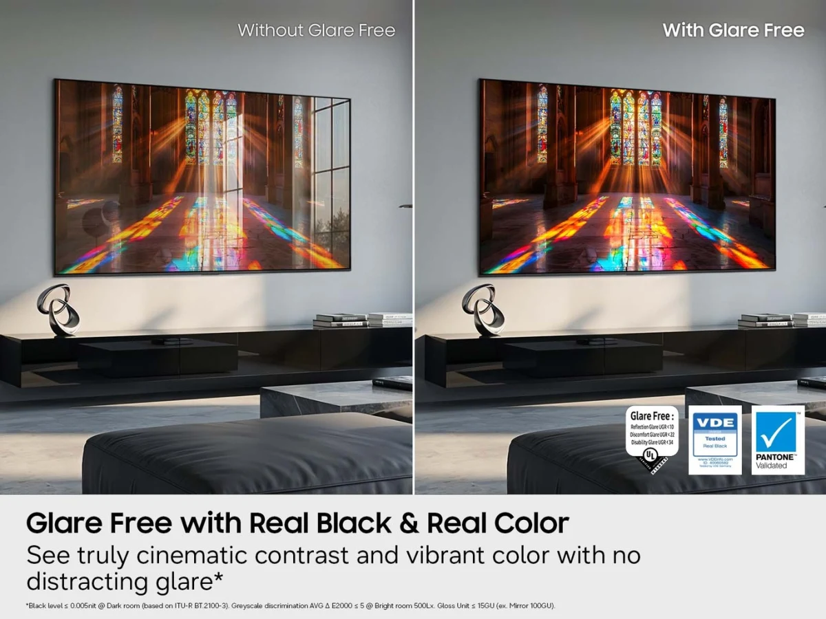 So sánh chống chói Glare Free trên tivi Samsung OLED S90H