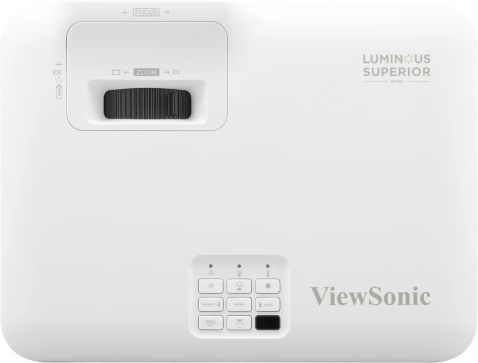 Mặt trên máy chiếu ViewSonic LSD401HD - vòng zoom quang 1.3x, lấy nét, bảng điều khiển