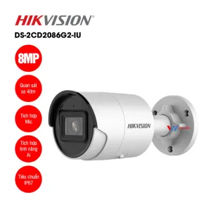 Camera IP Hikvision DS-2CD2086G2-I 8MP 4K AcuSense, thân trụ ngoài trời