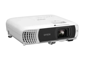 Epson EB-FH54 nhìn từ trên với bảng điều khiển và ống kính zoom