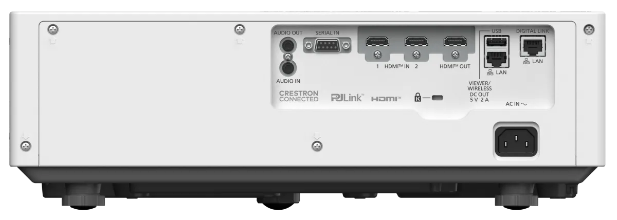 Panasonic PT-VMQ65 - 2× HDMI 4K/60p, DIGITAL LINK/LAN, USB-A, RS-232C Cổng kết nối máy chiếu Panasonic PT-VMQ65 với DIGITAL LINK và 2 HDMI