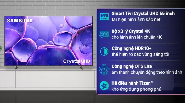 Smart Tivi Crystal UHD Samsung 55 inch UA55U8550F 4K - thiết kế viền mỏng hiện đại