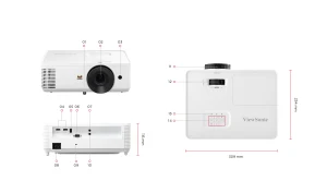 ViewSonic PX704HD cổng kết nối - 2x HDMI + VGA + USB-A 5V + Audio + RS-232