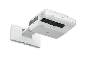 Máy chiếu Epson EB-700U treo tường ultra short throw - góc nghiêng phải lộ bảng điều khiển phía trên