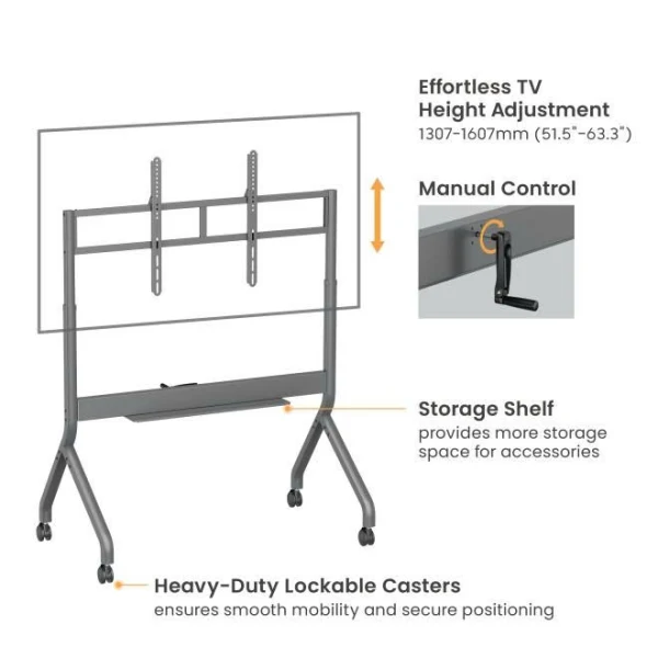 Chân tivi, màn hình di động Lumi TTF19H-612FW cho màn hình tương tác/TV 60-110 inch, tải 120 kg