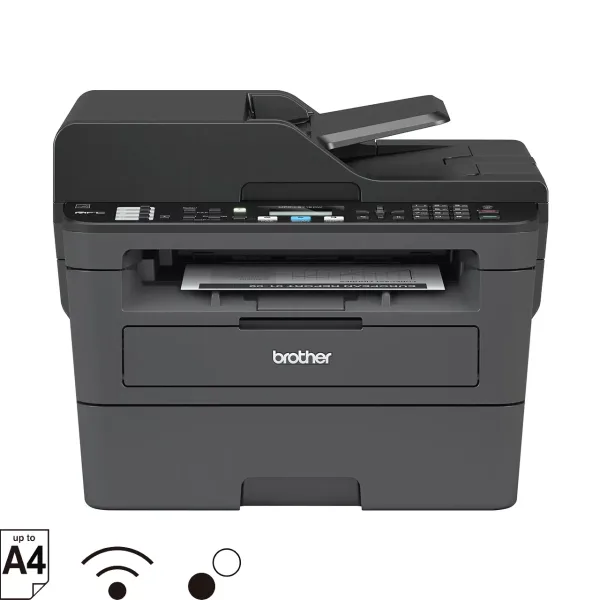 Máy in laser Brother MFC-L2715DW mặt trước Wi-Fi ADF