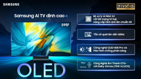 Tivi Samsung OLED 83 inch QA83S95F 4K Vision AI – Flagship Chống Chói