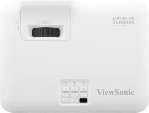 Mặt trên máy chiếu ViewSonic LSD400HD-ST - vòng chỉnh Focus, bảng điều khiển, dòng Luminous Superior