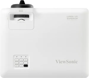 Mặt trên máy chiếu ViewSonic LS901HD - núm Lens Shift dọc, vòng Zoom/Focus, bảng điều khiển