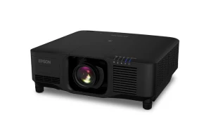 Máy chiếu Epson EB-PQ2220B góc nghiêng trái - thân đen lắp đặt ống kính rời 4K UHD 20.000 lumens