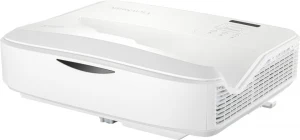 Máy chiếu ViewSonic LS832WU góc nghiêng trái - ống kính siêu gần chiếu hắt lên, nguồn sáng Phosphor Laser