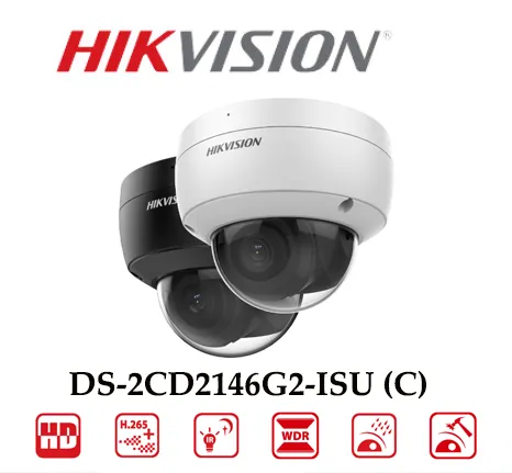 Camera IP Hikvision DS-2CD2146G2-ISU 4MP AcuSense, tích hợp mic, IK10