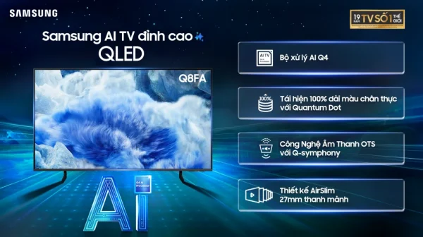 Tivi QLED Samsung 75 inch QA75Q8F 4K Vision AI - màn lớn, viền siêu mỏng sang trọng