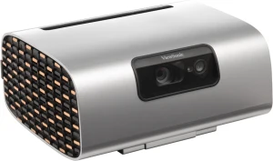 Máy chiếu di động ViewSonic M10 góc nghiêng phải - loa Harman Kardon lưới điểm nhấn đồng