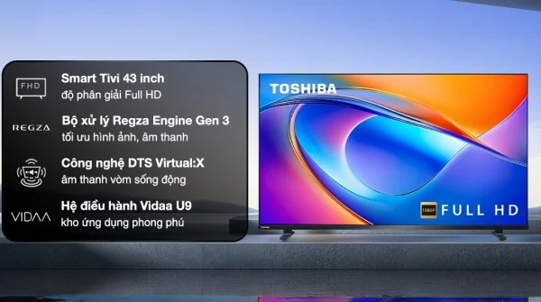 Smart Tivi Toshiba FHD 43 inch 43V35RP - thiết kế viền mỏng cho phòng nhỏ