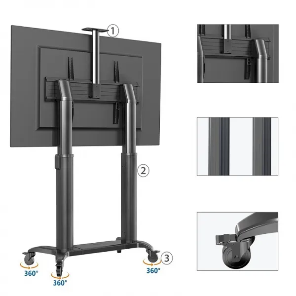 Chân tivi di động NB-TW100 North Bayou nâng hạ điện khung nhôm có bánh xe