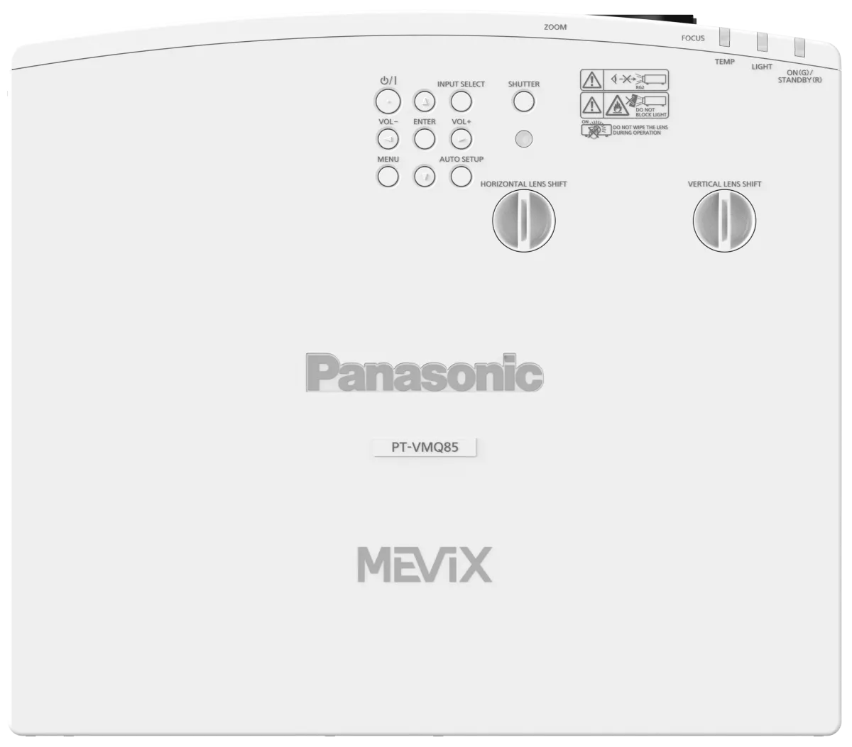 Máy chiếu Panasonic PT-VMQ85 nhìn từ trên màu trắng