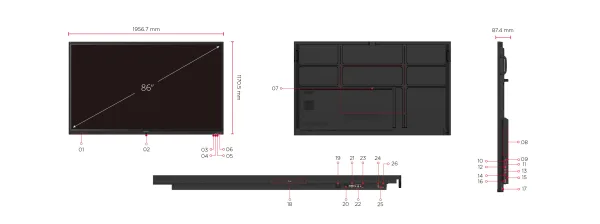ViewSonic IFP8641-1-1C sơ đồ cổng kết nối I/O chi tiết