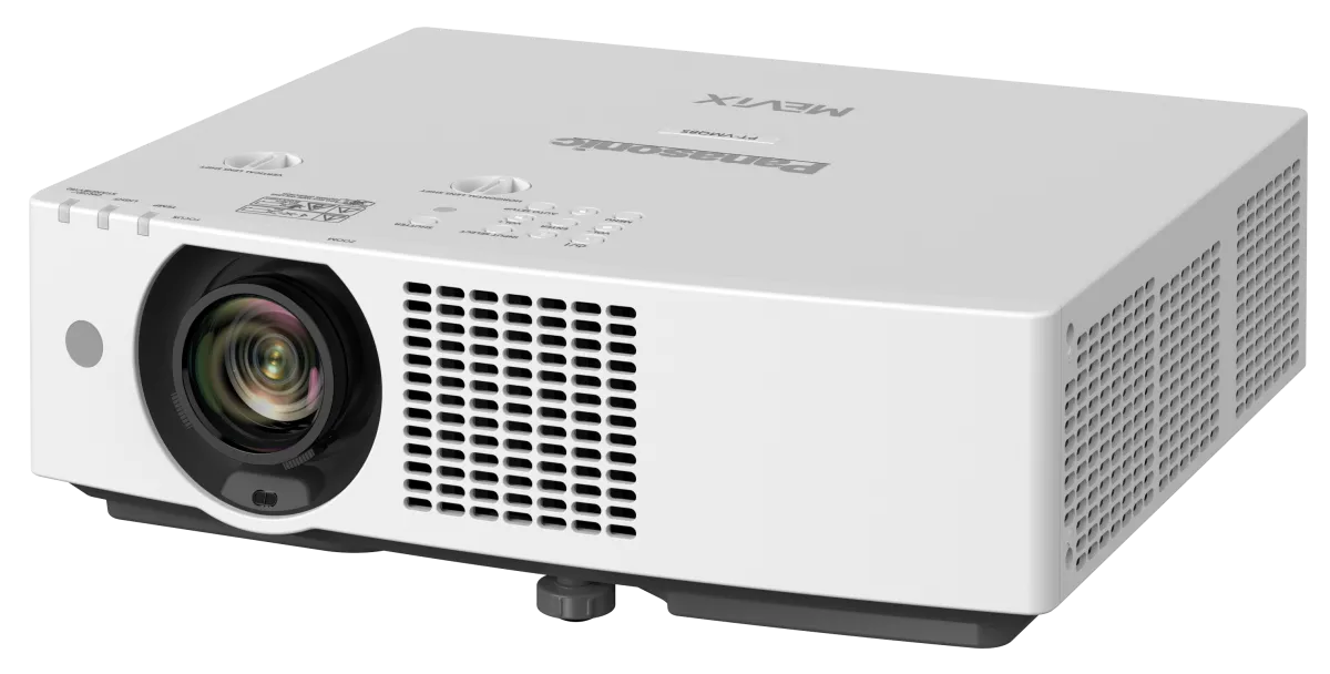 Máy chiếu Panasonic PT-VMQ85 màu trắng góc nghiêng nhỏ gọn