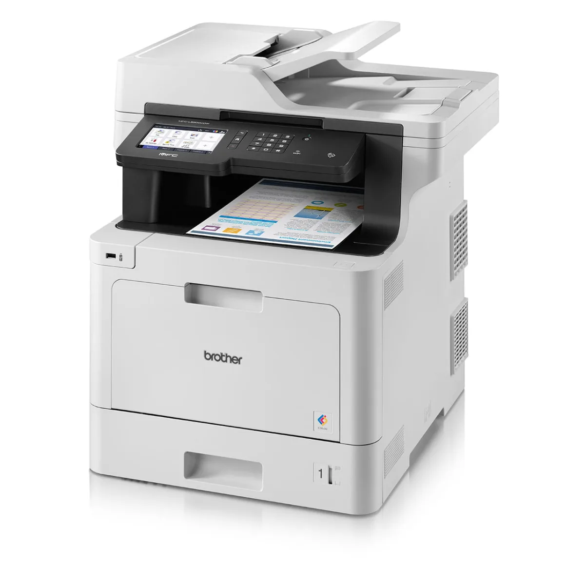 Brother MFC-L8900CDW mặt bên với hệ thống tản nhiệt lớn
