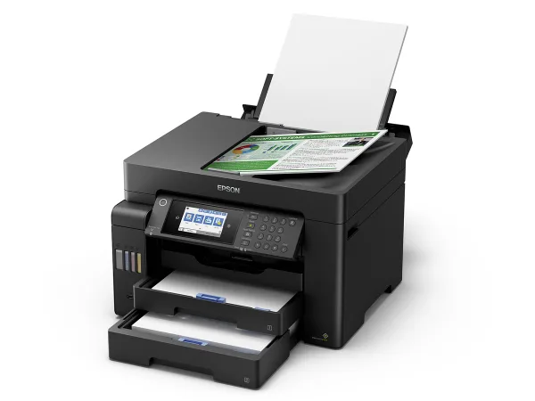 Bảng điều khiển cảm ứng LCD 4.3 inch trên Epson L15150 hiển thị menu chức năng