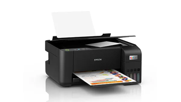 Epson L3210 góc nghiêng mặt kính scan và bình mực EcoTank