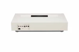 LG CineBeam HU915QE góc nghiêng - thiết kế Kvadrat Re-wool sang trọng