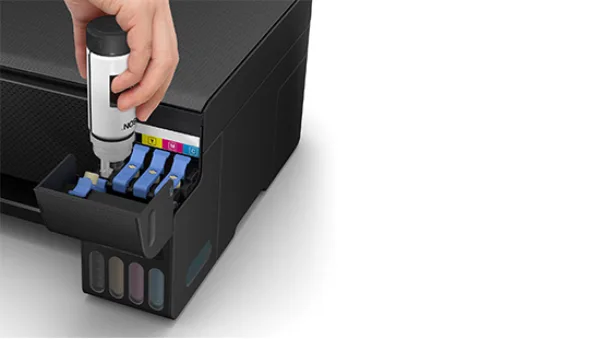 Máy in Epson L3210 mặt sau khay giấy 100 tờ cổng USB 2.0