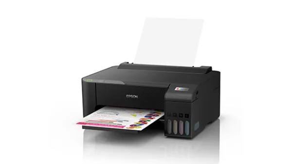 Máy in Epson EcoTank L1210 mặt sau cổng kết nối USB 2.0 và khay giấy 100 tờ