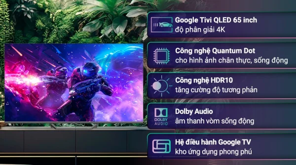 Google Tivi QLED Aqua 4K 65 inch AQT65S80EUX – Màn Lớn, QLED Giá Tốt